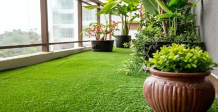 Natural Green Grass Carpets for Balcony