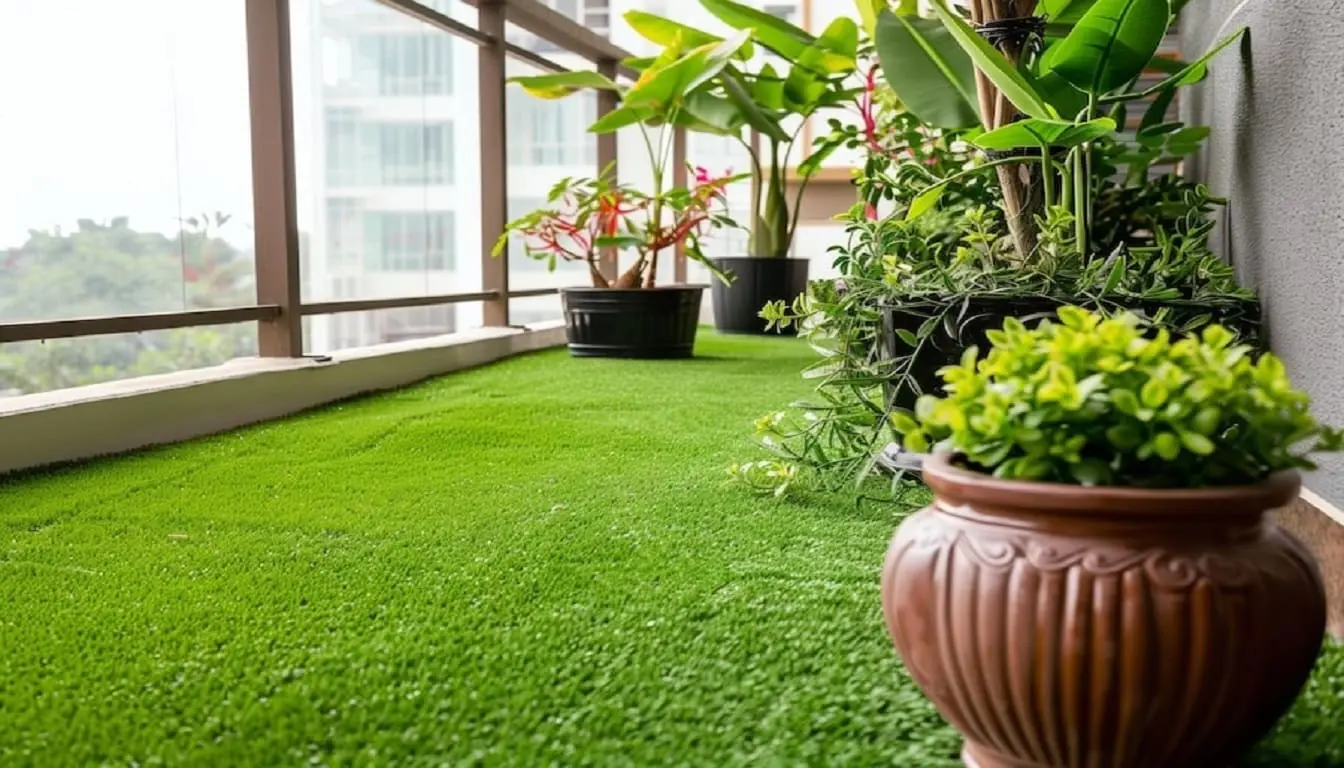 Natural Green Grass Carpets for Balcony