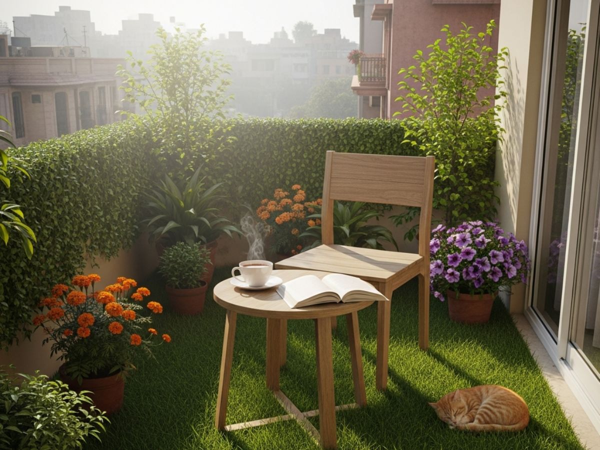 Natural Green Grass for Balcony in Delhi Winter