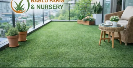 Natural green grass carpet for balcony
