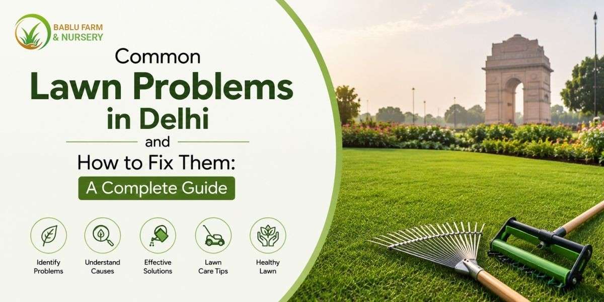 Common Lawn Problems in Delhi showing healthy green grass recovery after proper lawn care and maintenance solutions
