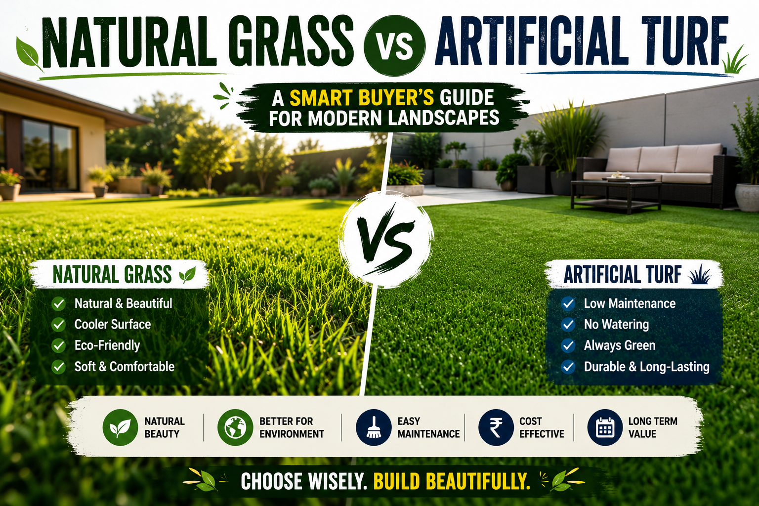 Natural Grass vs Artificial Turf A Smart Buyer's Guide for Modern Landscapes